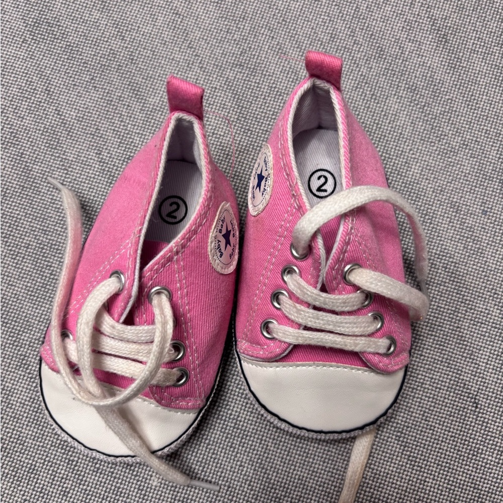Pink Baby converse style Sneakers with White Laces
